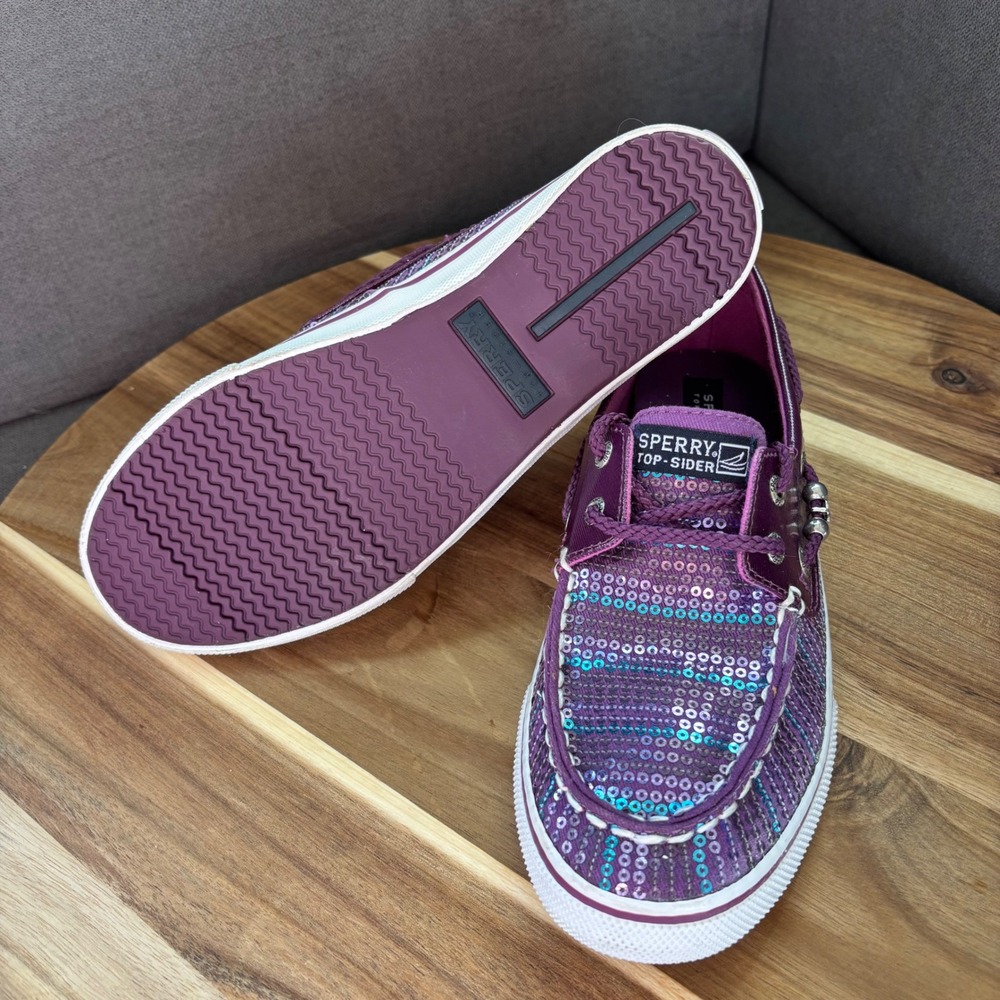 Sperry Top-Sider Bahama Plum Sequin Boat Shoes Purple 6.5M